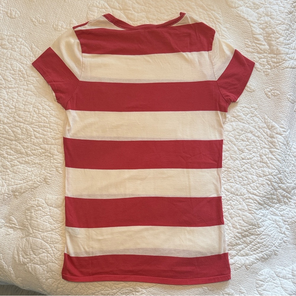 Vintage Sport Ralph Lauren Women’s Red and White Striped Tee - Picture 4 of 4